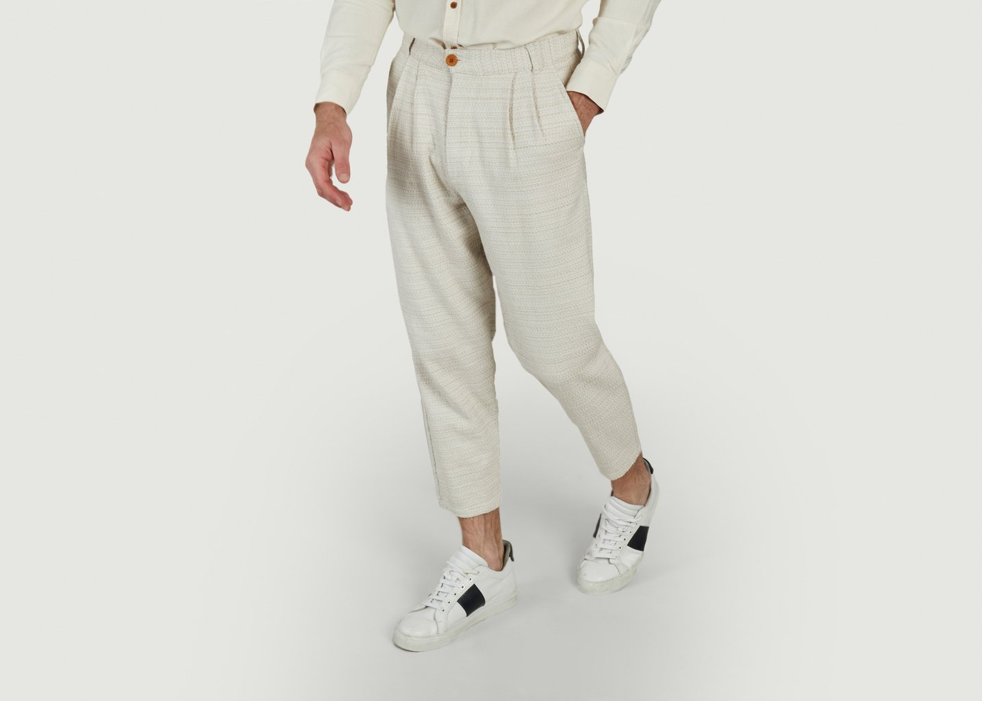 L'exception Pantalon En Coton Swing Bajhan Ecru Olow Paris