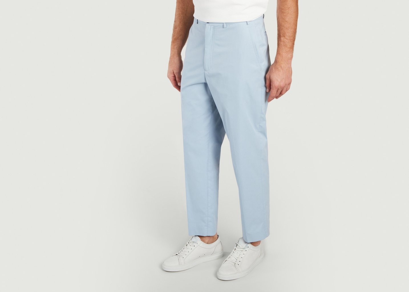 L'exception Pantalon En Coton Tapered Cropped Bleu Clair Kenzo
