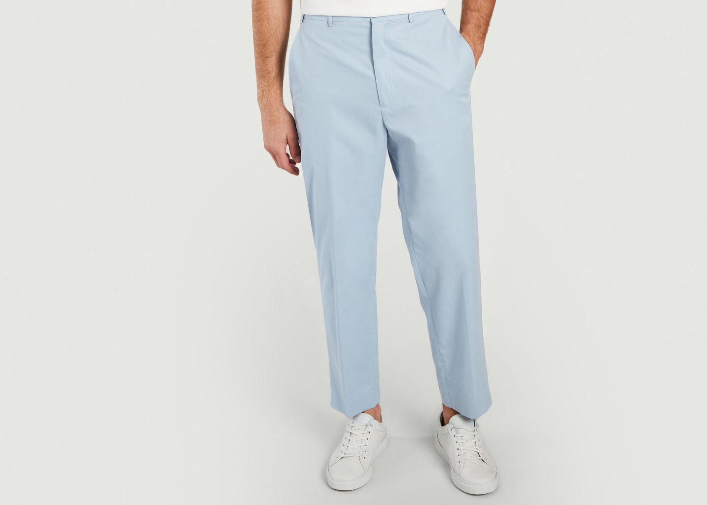 l'exception Pantalon en coton tapered cropped Bleu Clair Kenzo