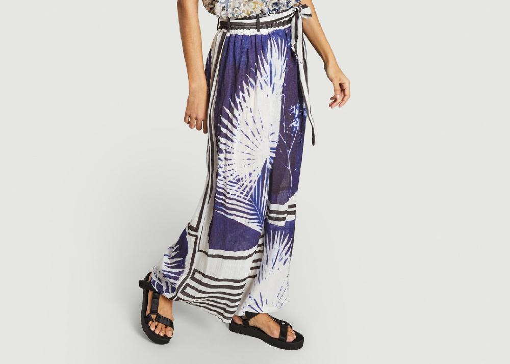 L'exception Pantalon En Lin Imprimé Fantaisie Cilos Bleu Mes Demoiselles