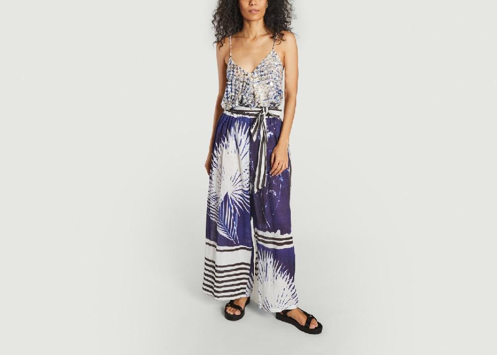L'exception Pantalon En Lin Imprimé Fantaisie Cilos Bleu Mes Demoiselles
