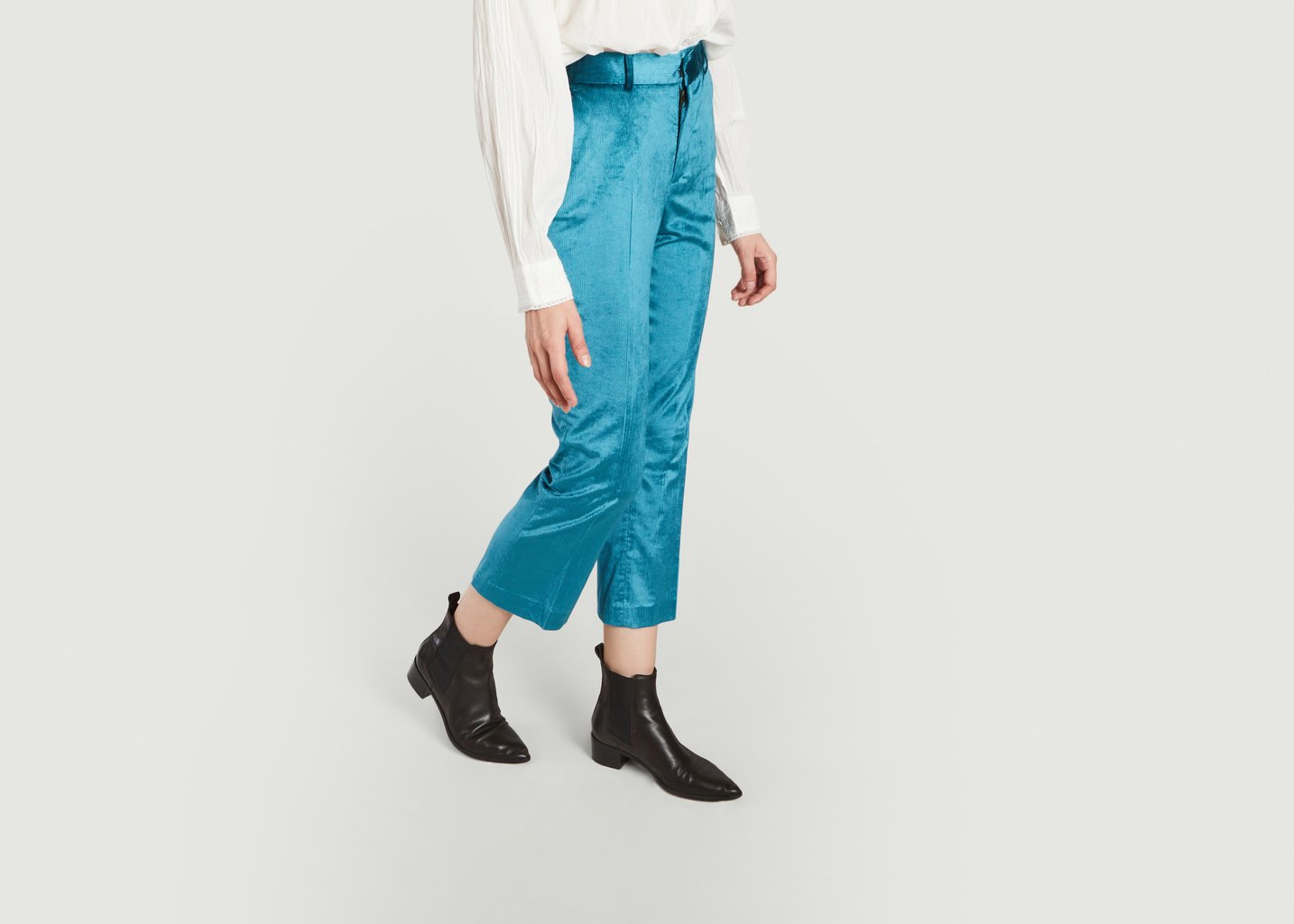 L'exception Pantalon En Velours 7/8e Papou Turquoise Leon & Harper
