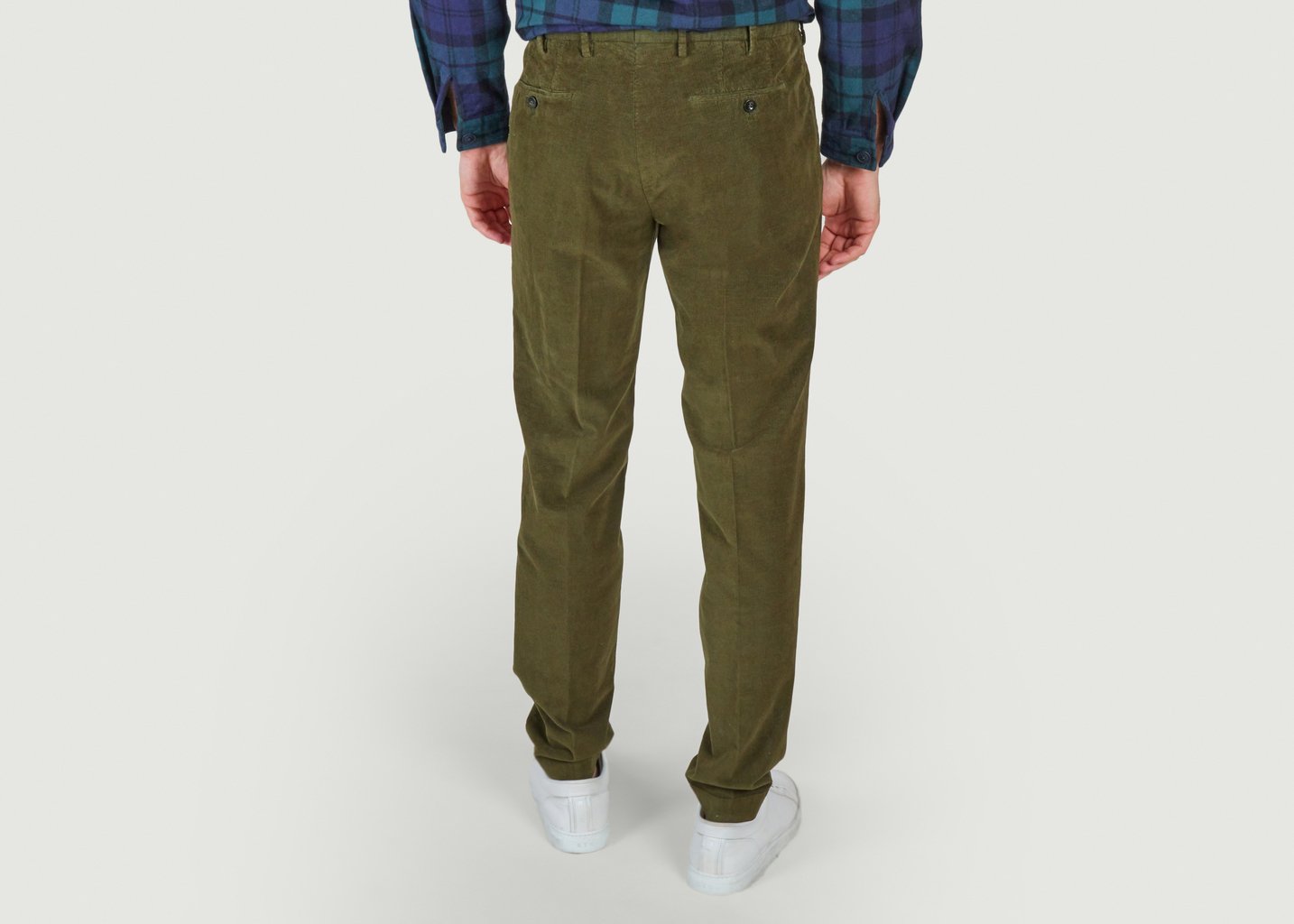 L'exception Pantalon En Velours Côtelé Coupe Tapered à Plis Vert Foncé Incotex