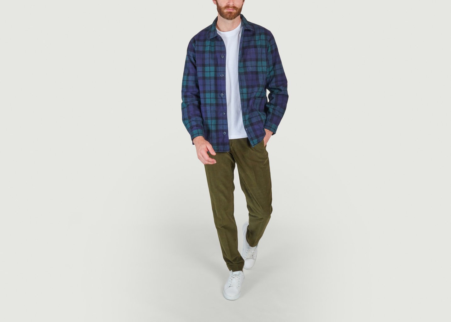 L'exception Pantalon En Velours Côtelé Coupe Tapered à Plis Vert Foncé Incotex
