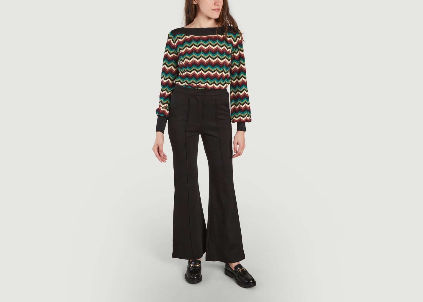 L'exception Pantalon évasé Gael Pintuck Aurora Noir King Louie