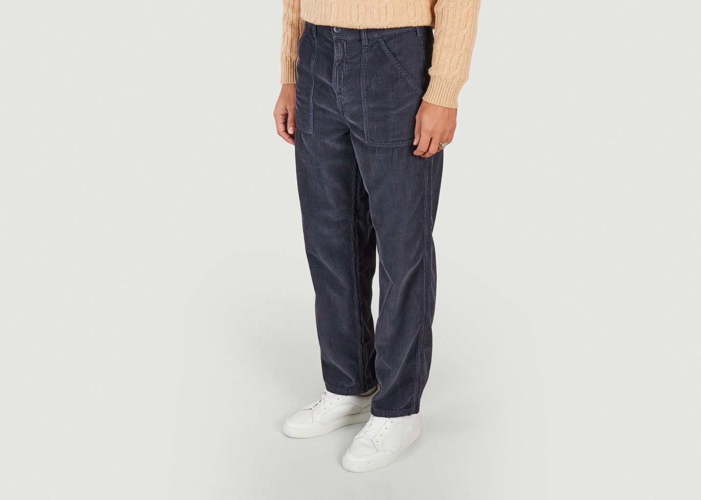 L'exception Pantalon Fatigue Coupe Loose En Velours Côtelé Bleu Marine Stan Ray
