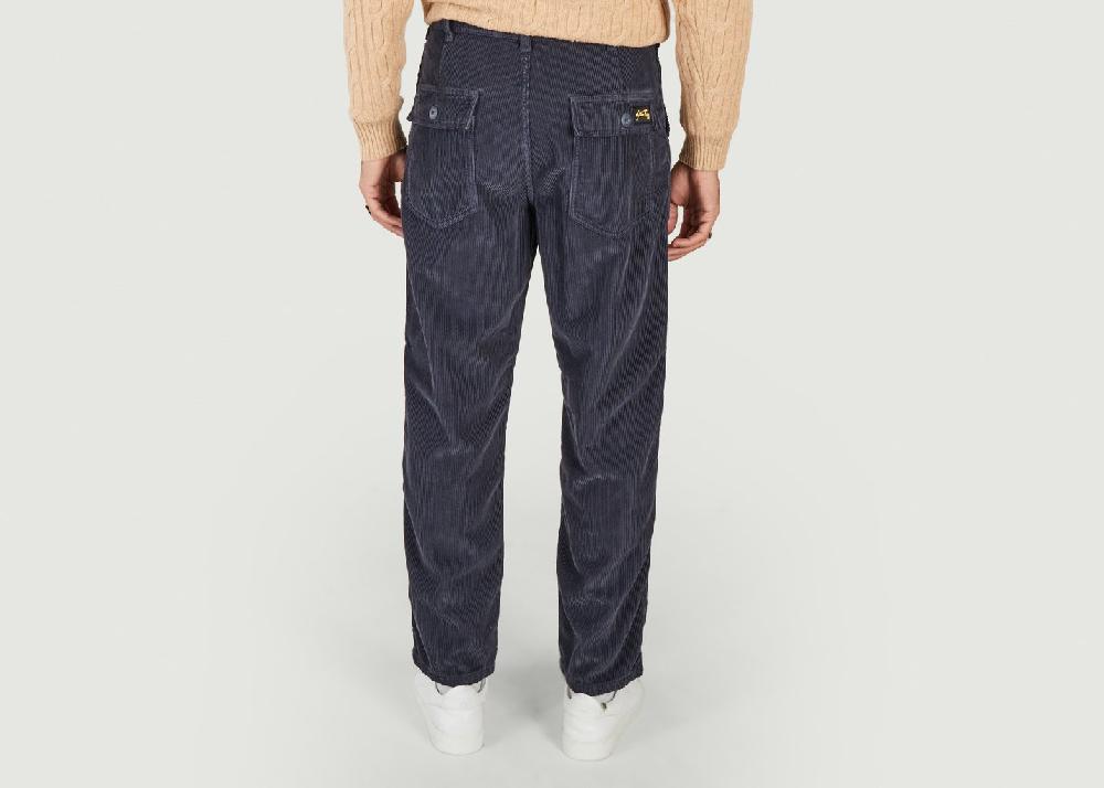 L'exception Pantalon Fatigue Coupe Loose En Velours Côtelé Bleu Marine Stan Ray