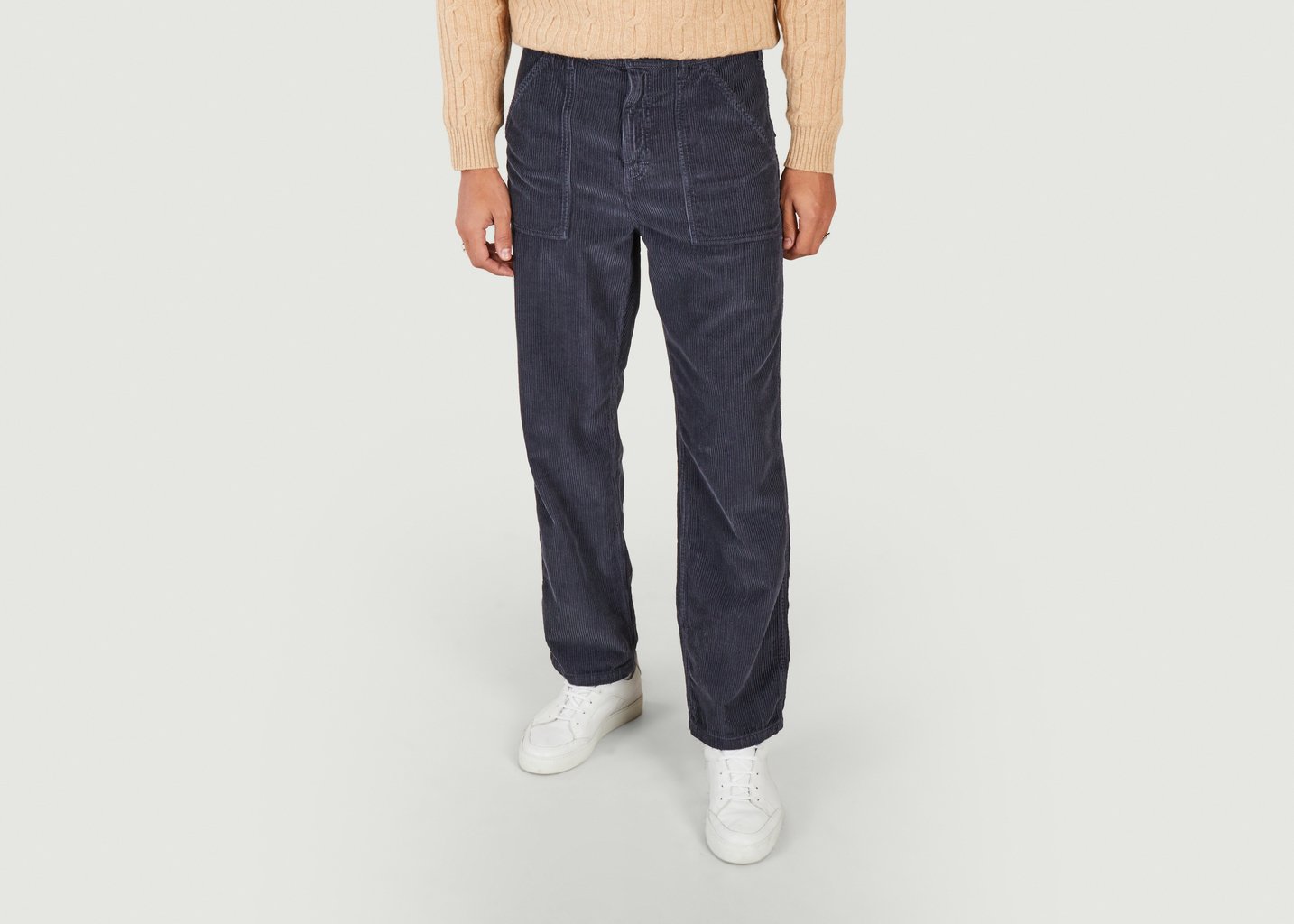 l'exception Pantalon fatigue coupe loose en velours côtelé Bleu Marine Stan Ray
