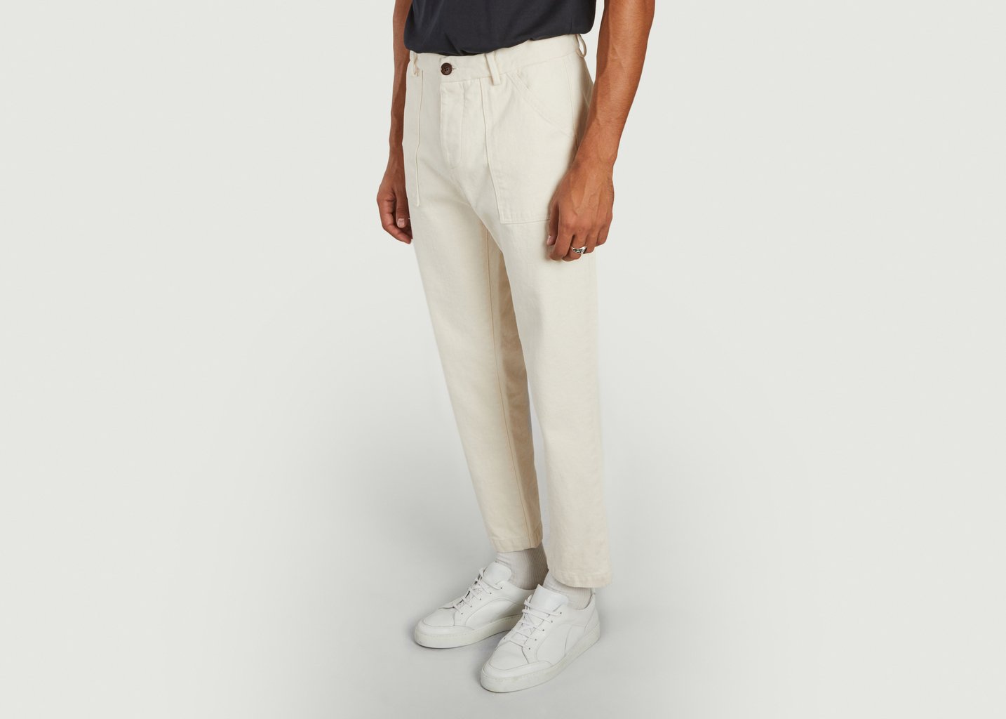 L'exception Pantalon Fatigue En Coton Ecru Cuisse De Grenouille