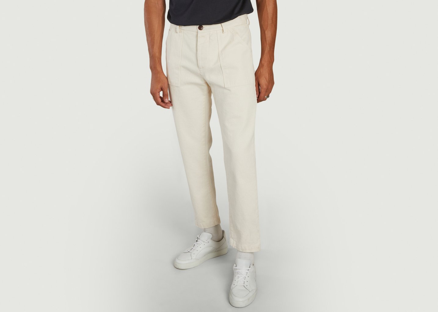 l'exception Pantalon fatigue en coton Ecru Cuisse de Grenouille