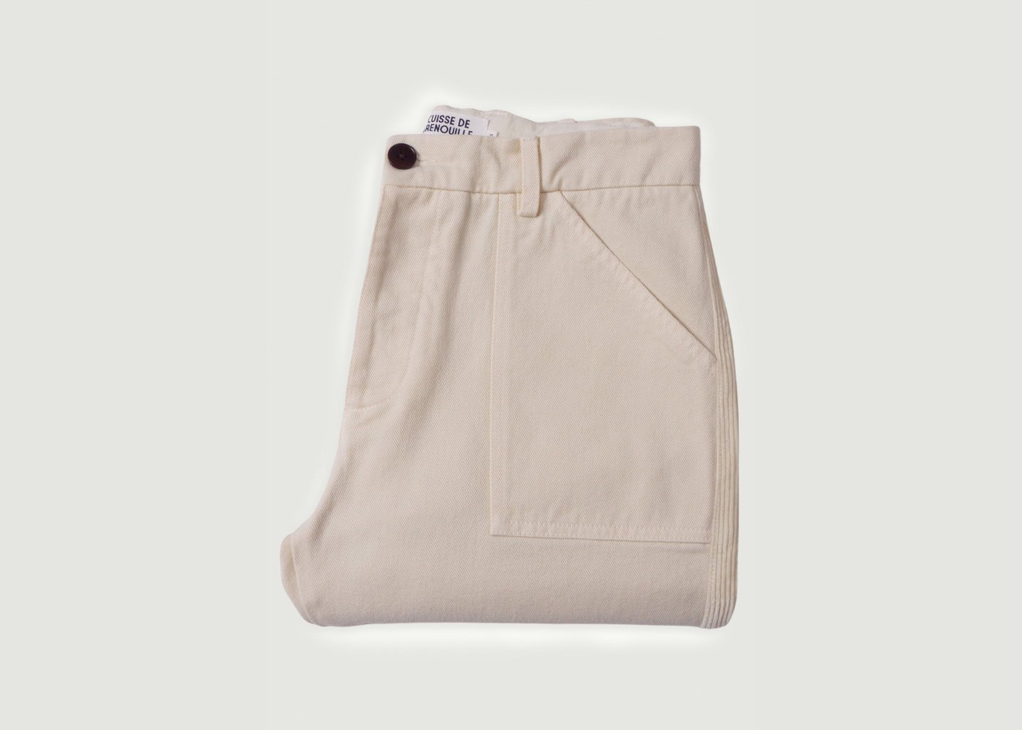 L'exception Pantalon Fatigue Velours Ecru Cuisse De Grenouille