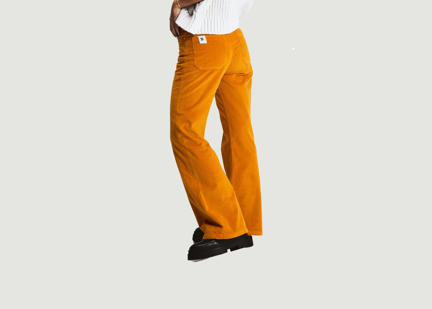l'exception Pantalon Flare en velours côtelé Moutarde Côtelé Paris