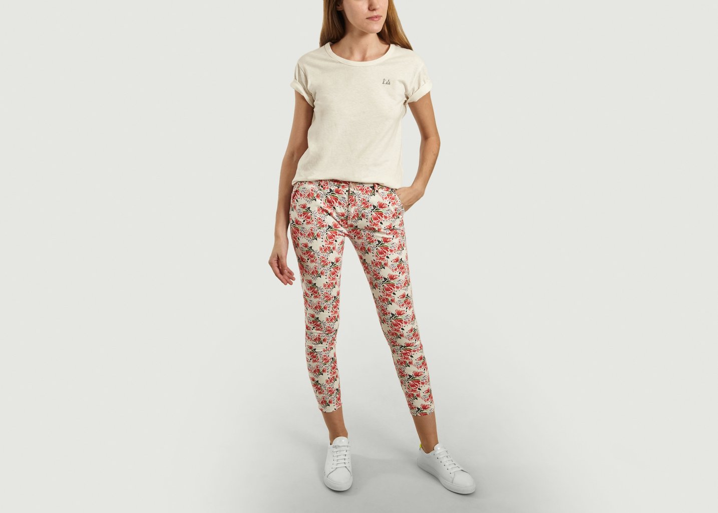 L'exception Pantalon Imprimé Pivoines 7/8e Sandy Multicolore Reiko