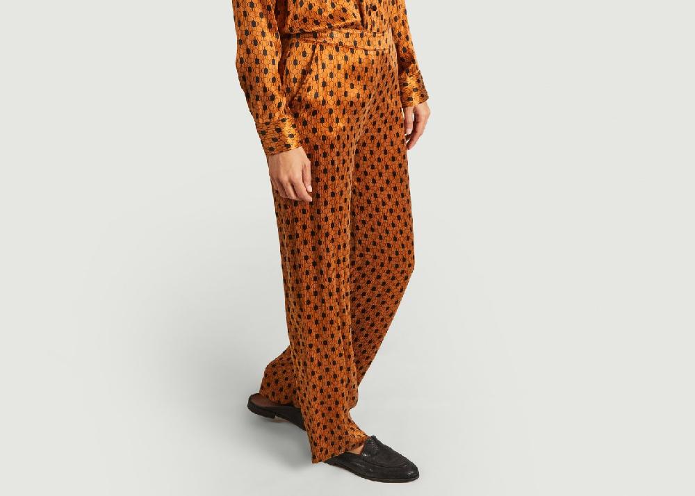 L'exception Pantalon Loose à Motif Pédagogue Orange La Petite Française