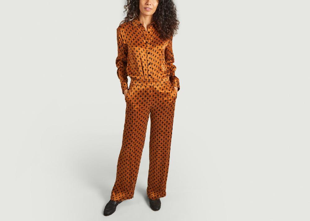 L'exception Pantalon Loose à Motif Pédagogue Orange La Petite Française