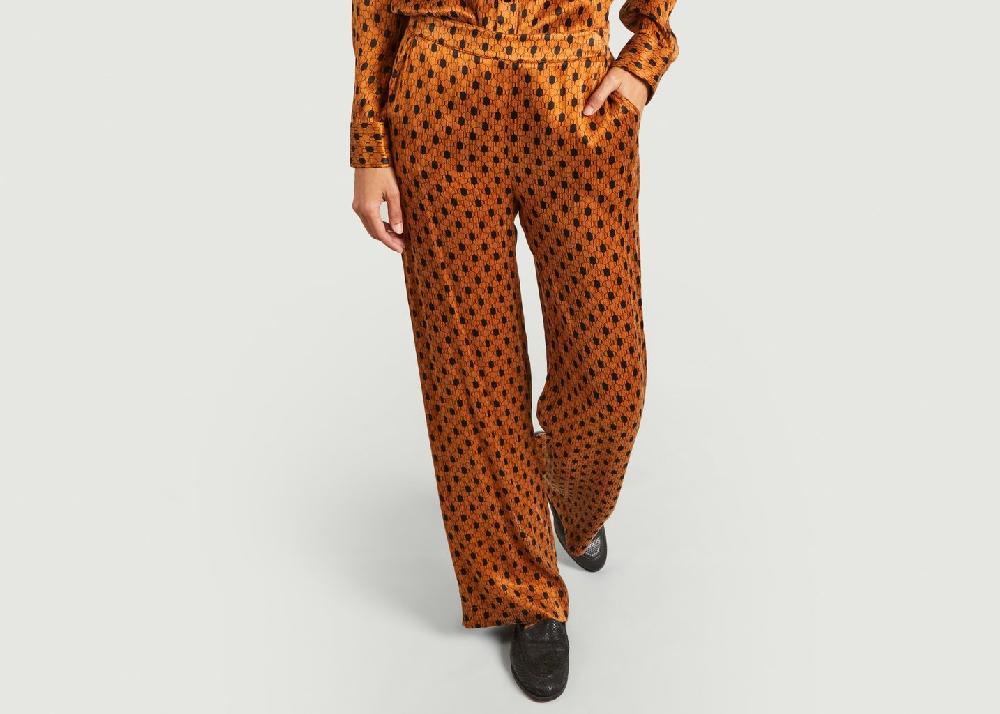l'exception Pantalon loose à motif Pédagogue Orange La Petite Française