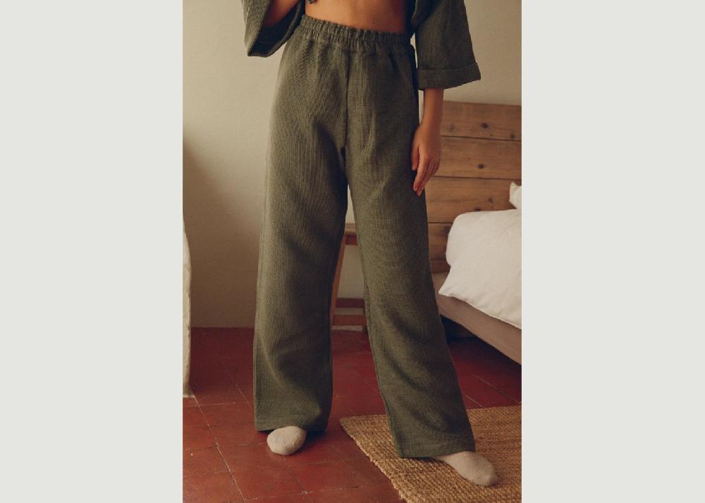 L'exception Pantalon Mimosa Nid D'abeille Khaki Nénés Paris