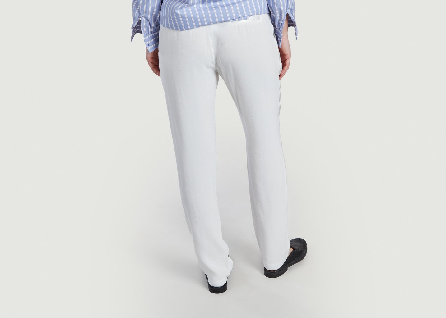 L'exception Pantalon Philippe à Liserés Satinés Ecru La Petite Française