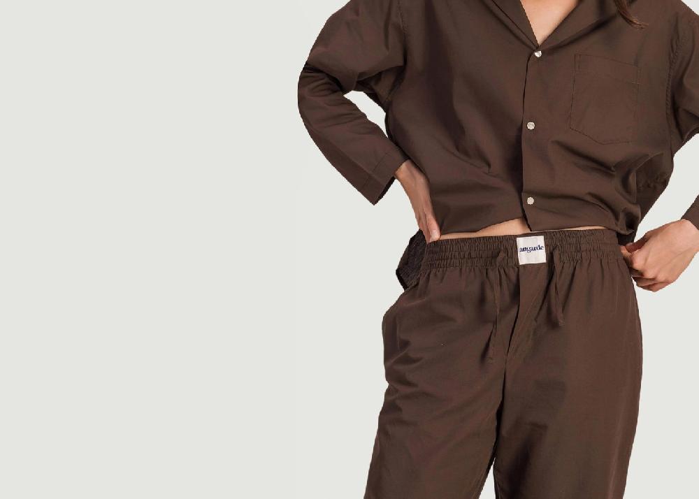 L'exception Pantalon Pyjama Femme Coton Bio Chocolat Angarde