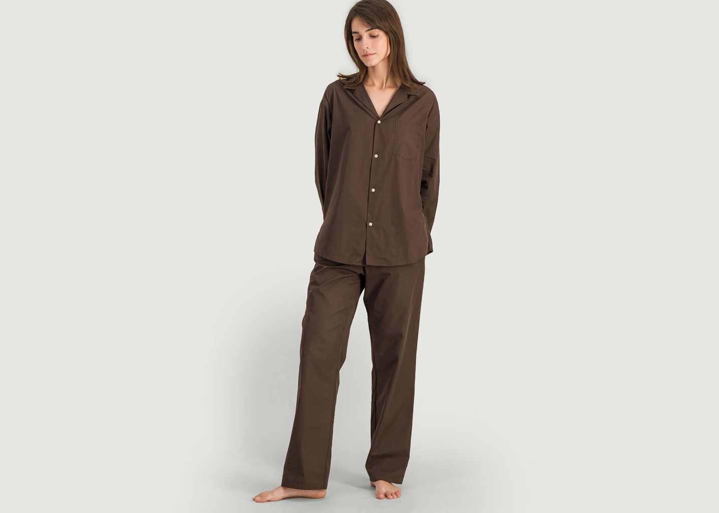 l'exception Pantalon pyjama femme coton bio Chocolat Angarde