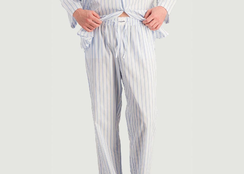 l'exception Pantalon pyjama homme coton bio Bleu Clair Angarde
