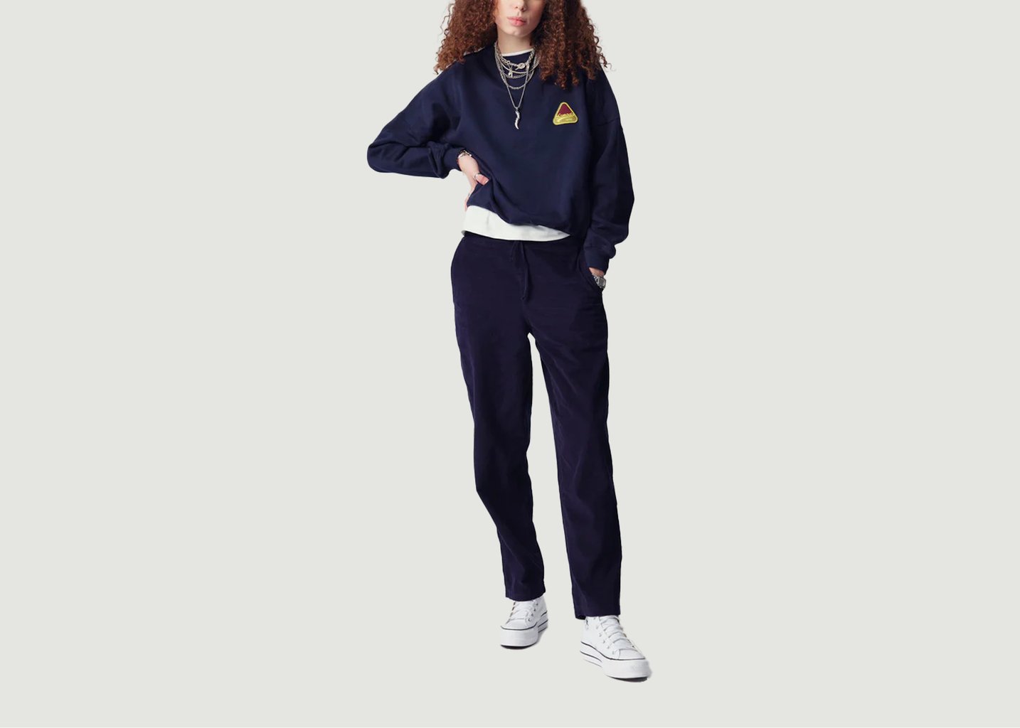 l'exception Pantalon Rama en velours côtelé Bleu Marine komodo