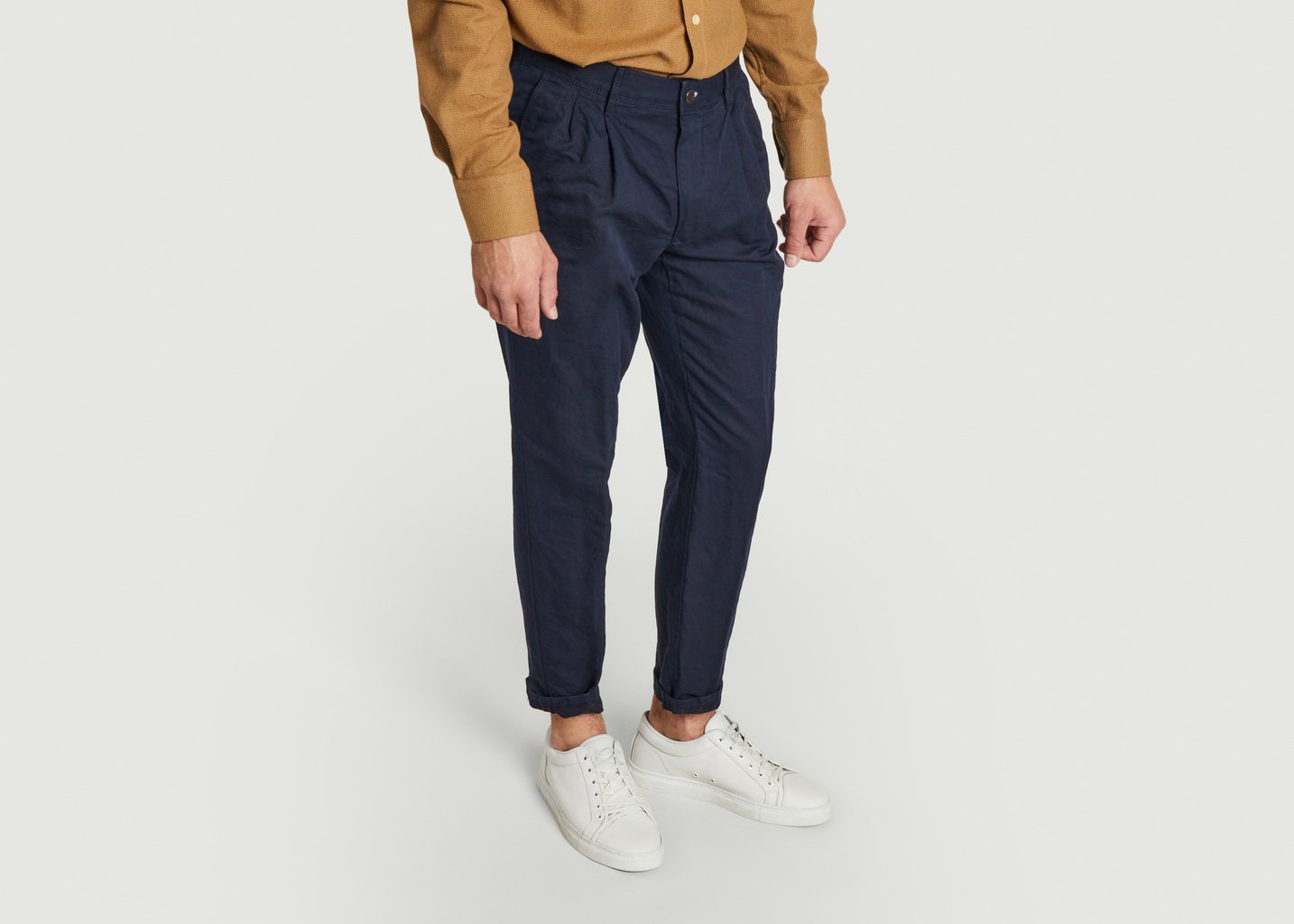 L'exception Pantalon Slim à Pinces Bleu Marine Incotex