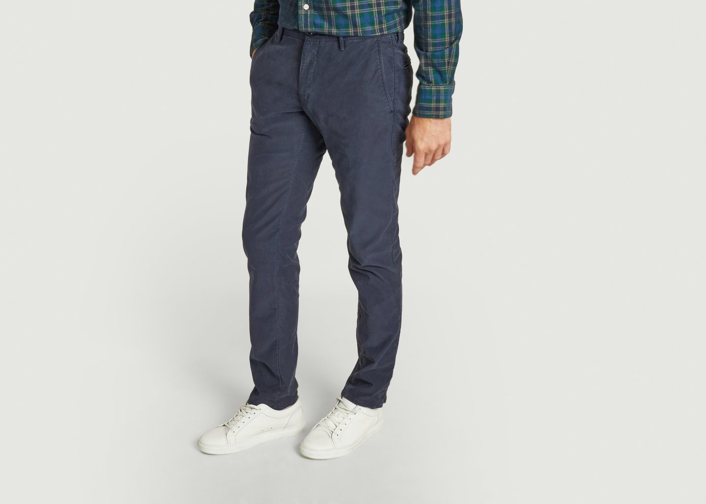 L'exception Pantalon Slim Chino Bleu Marine Incotex