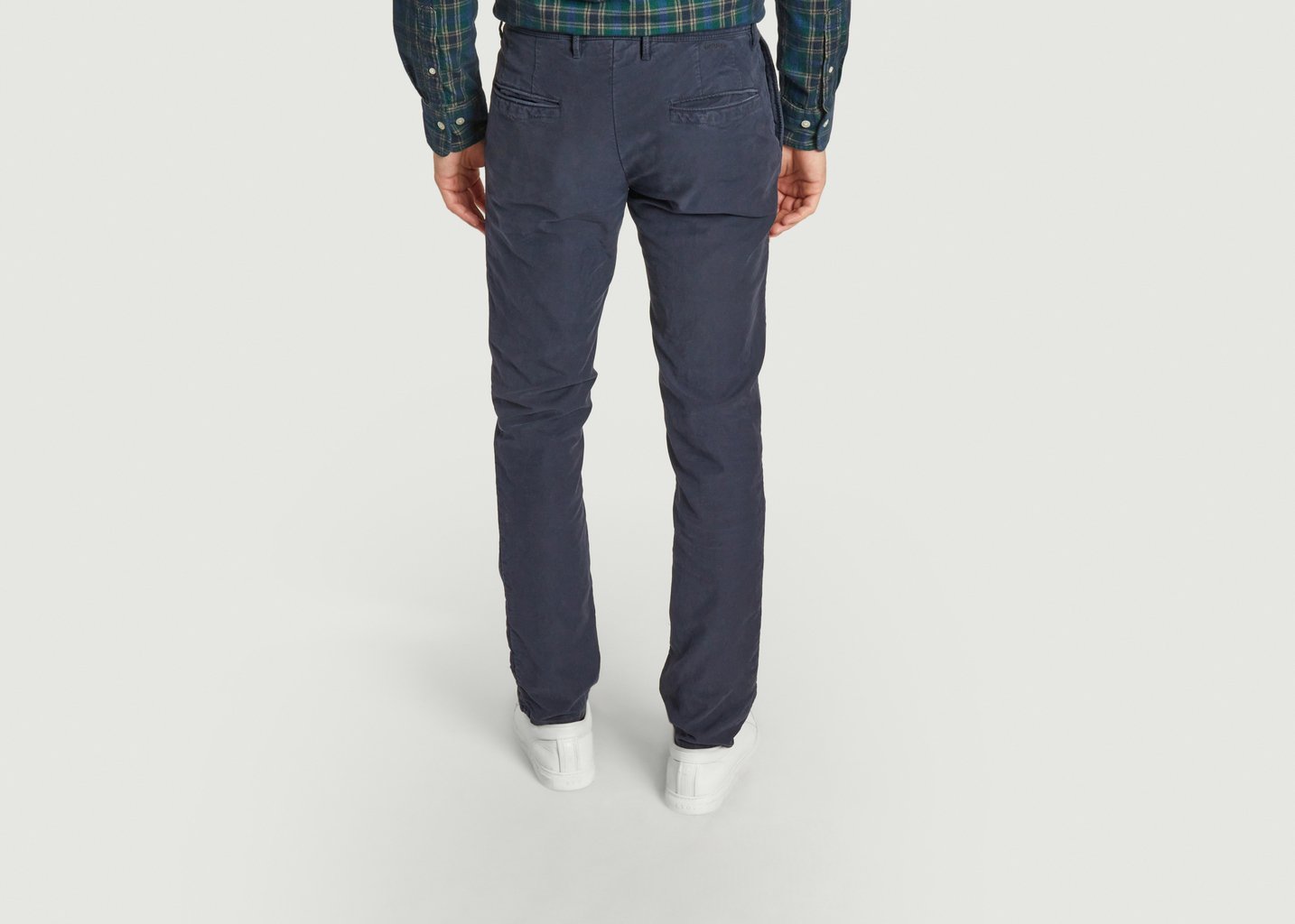 L'exception Pantalon Slim Chino Bleu Marine Incotex