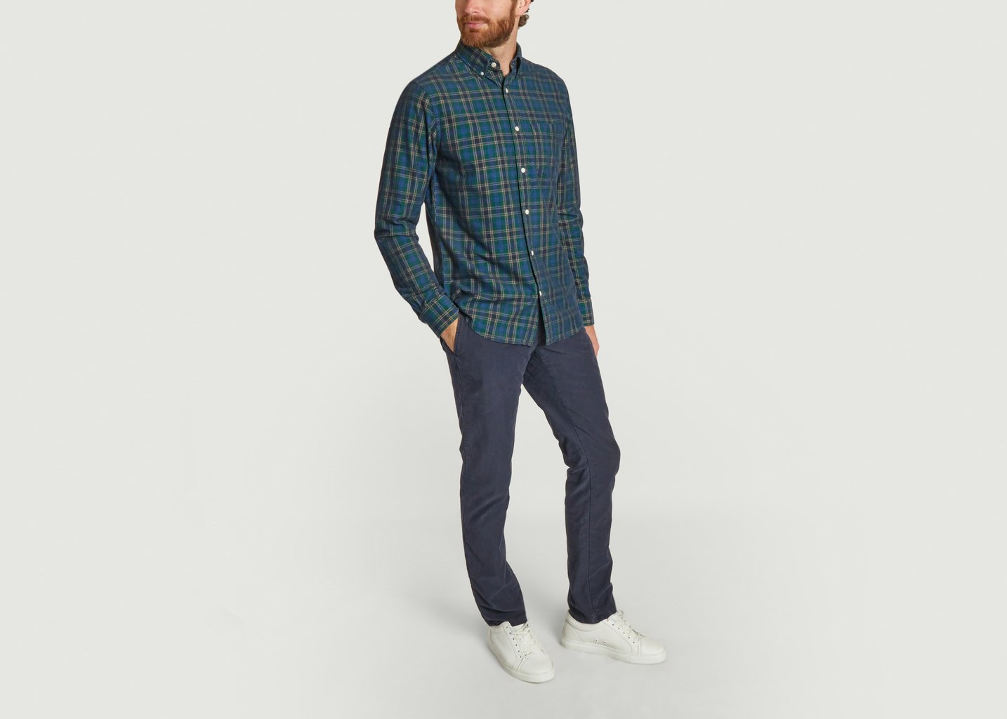 L'exception Pantalon Slim Chino Bleu Marine Incotex