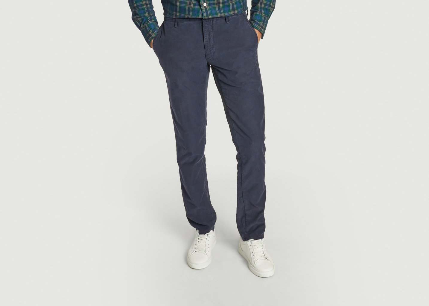 l'exception Pantalon Slim Chino Bleu Marine Incotex