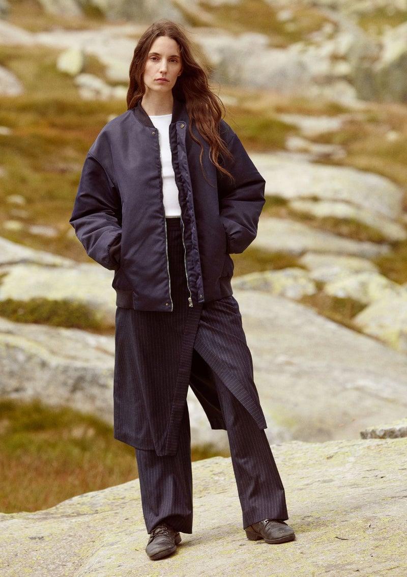 L'exception Pantalon South En Flanelle Bleu Marine ADN Paris