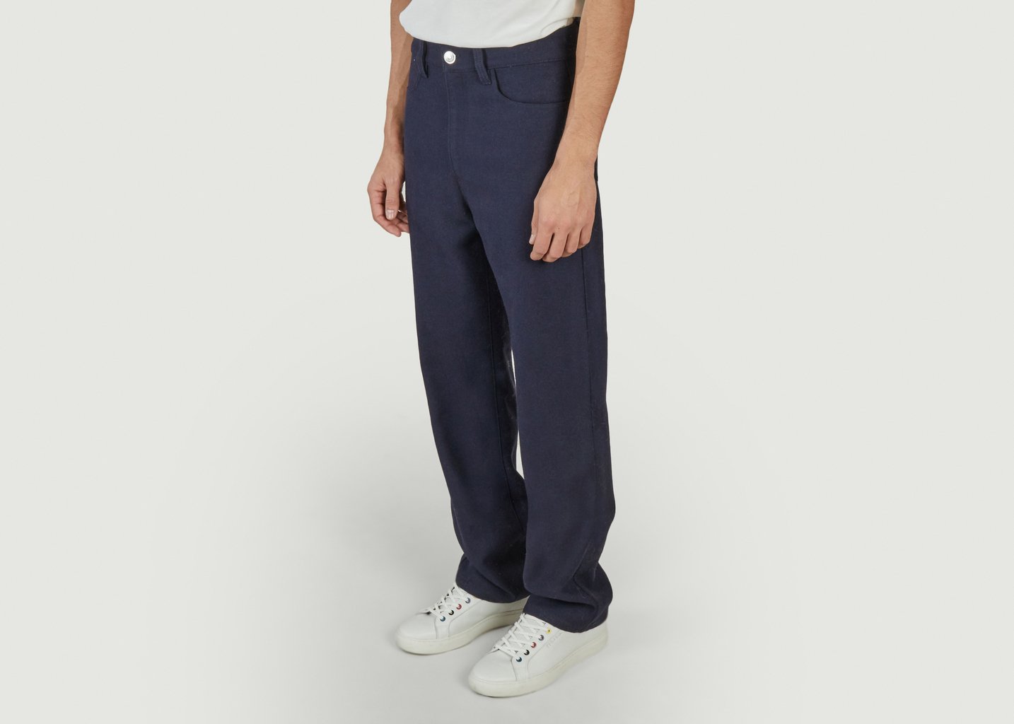 L'exception Pantalon Straight Fit Bleu Marine AMI Paris