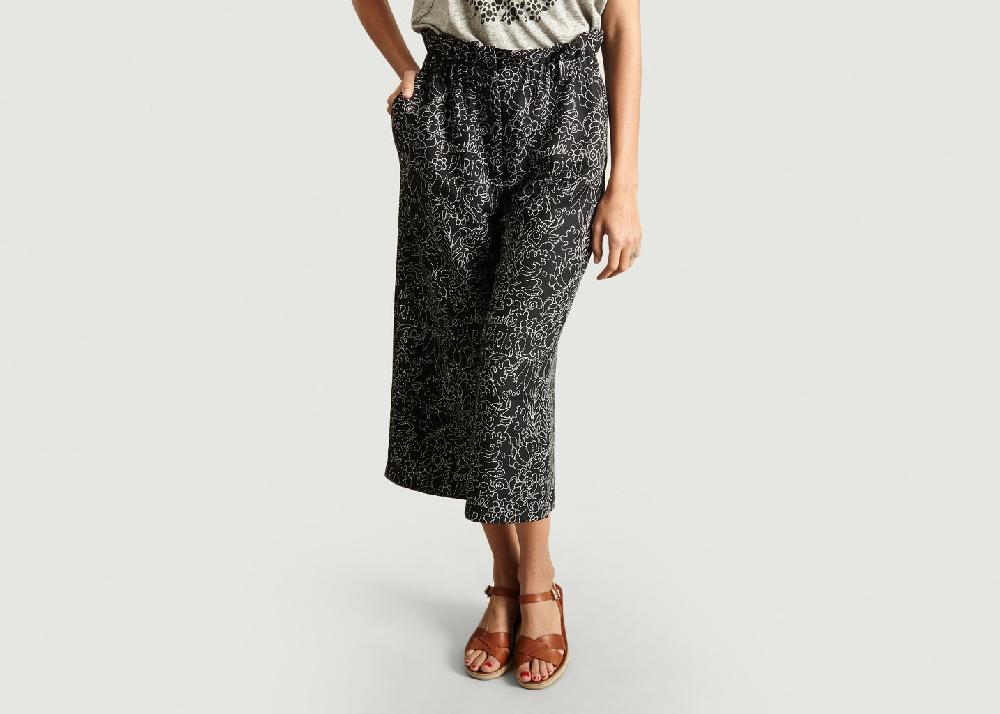 l'exception Pantalon Taille Elastiquée Noir Dévastée