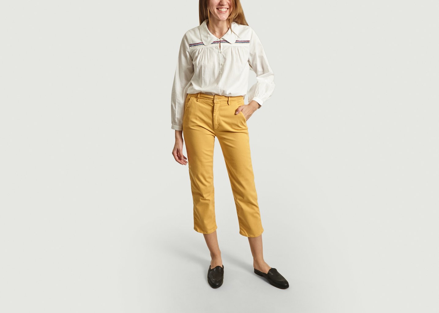 L'exception Pantalon Taille Haute 7/8e Sandy Jaune Reiko