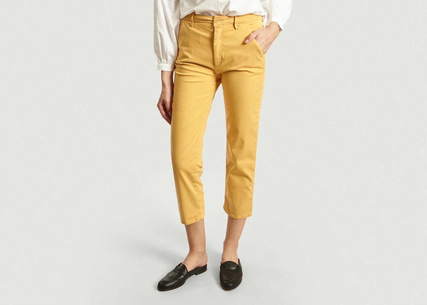 l'exception Pantalon Taille Haute 7/8e Sandy Jaune Reiko