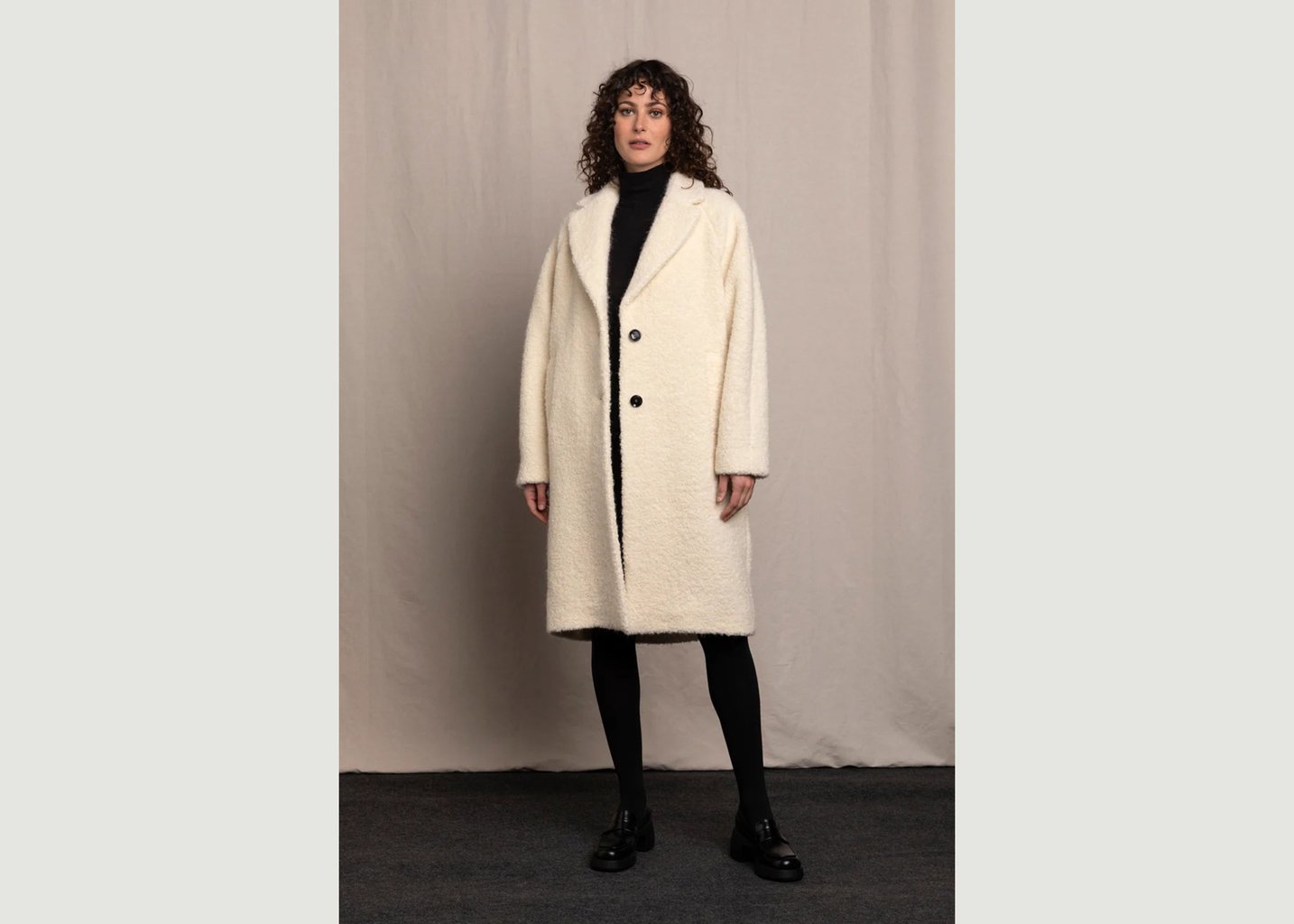 l'exception Pardessus oversize Courant Ecru Maison Lener