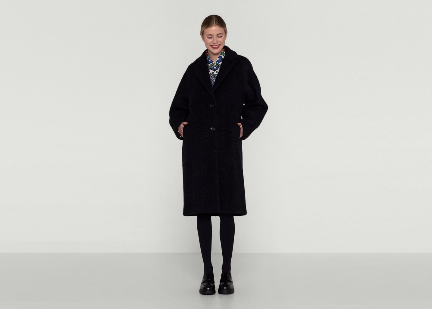 l'exception Pardessus oversize Courant Noir Maison Lener