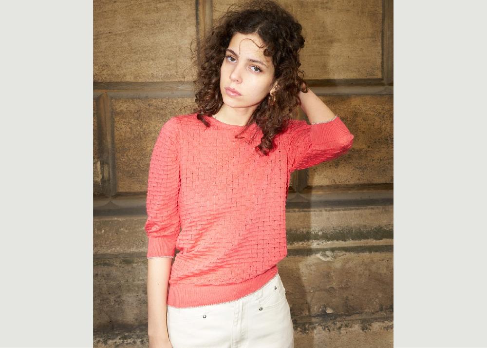 l'exception Phiphie Pull Texturé Manches Bouffantes Corail Erotokritos