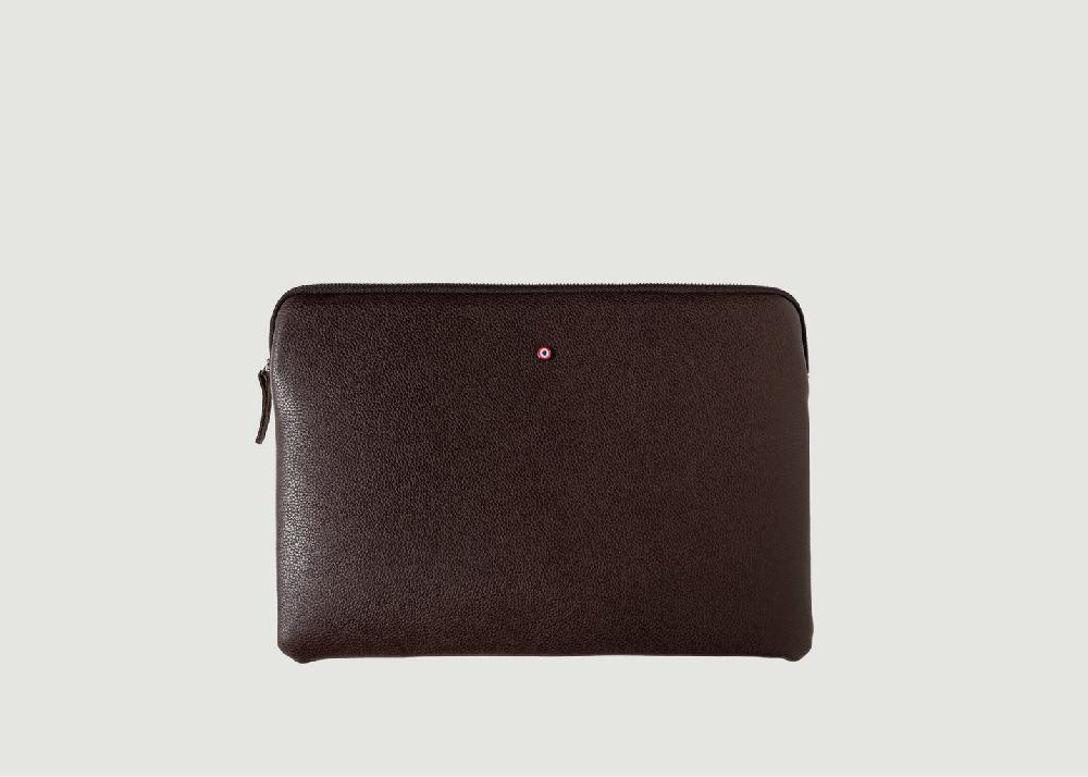 l'exception Pochette d'ordinateur Gabriel cuir grainé Marron Larmorie