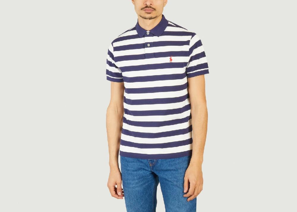 L'exception Polo Ajusté Rayé Bleu Marine Polo Ralph Lauren