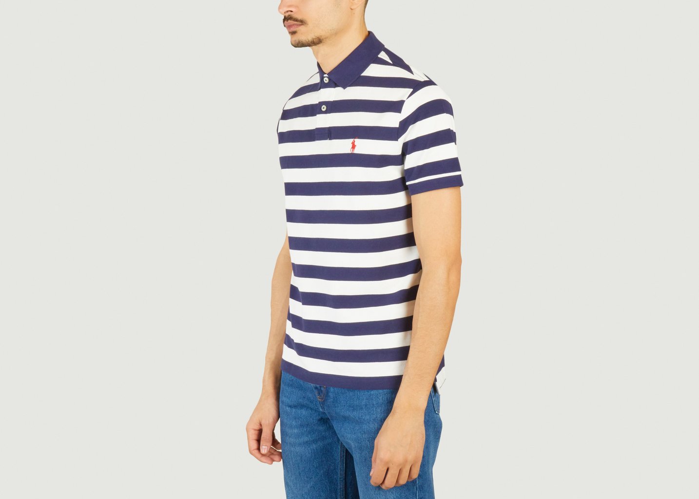 L'exception Polo Ajusté Rayé Bleu Marine Polo Ralph Lauren