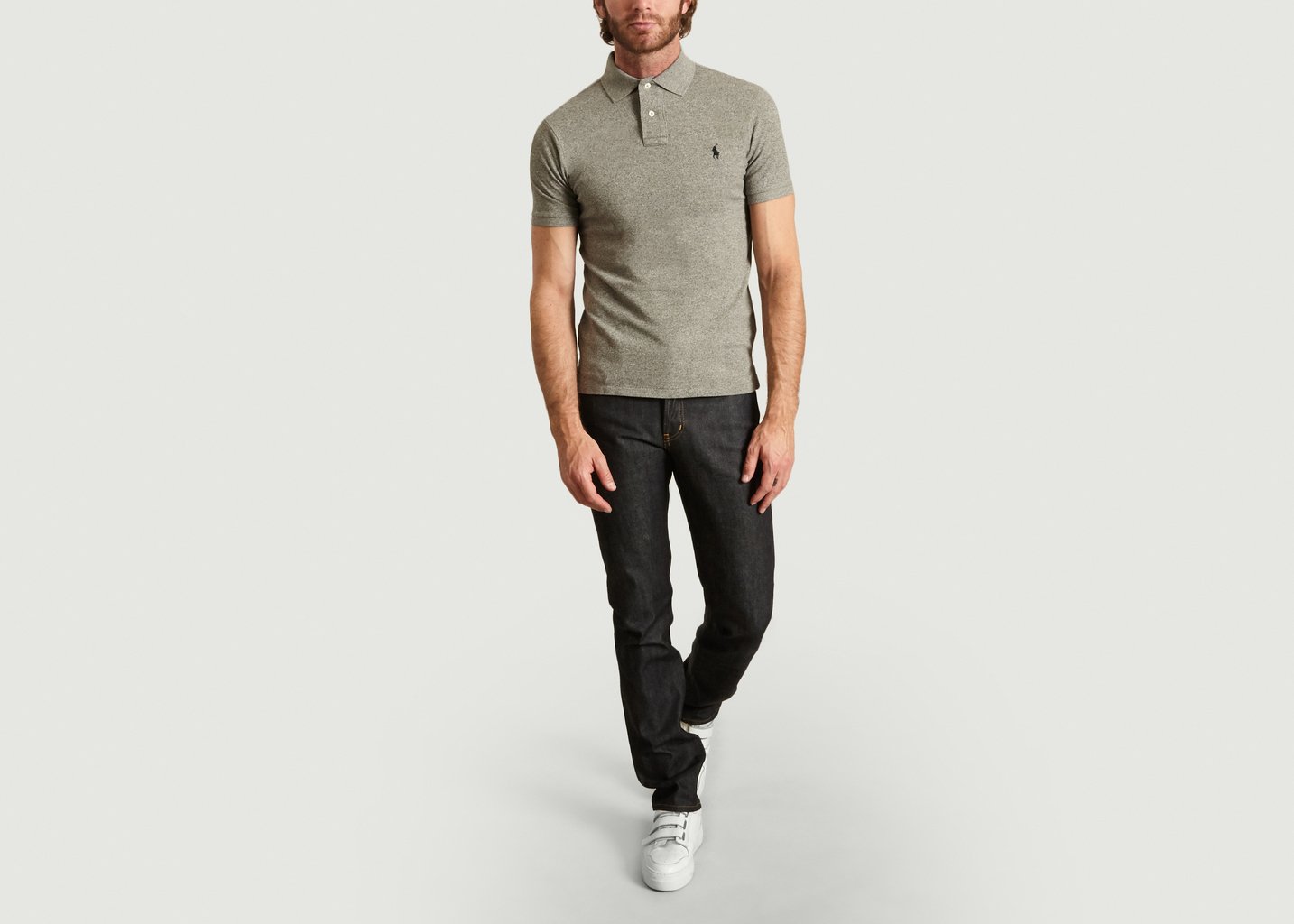 L'exception Polo Cintré En Coton Piqué Gris Polo Ralph Lauren