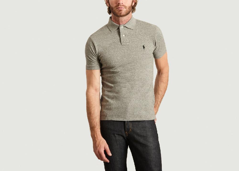 l'exception Polo Cintré en Coton Piqué Gris Polo Ralph Lauren