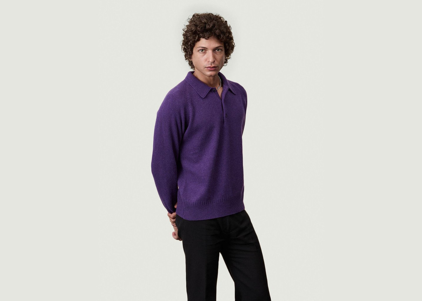L'exception Polo En Cachemire Tricot X Léo Walk Violet Tricot
