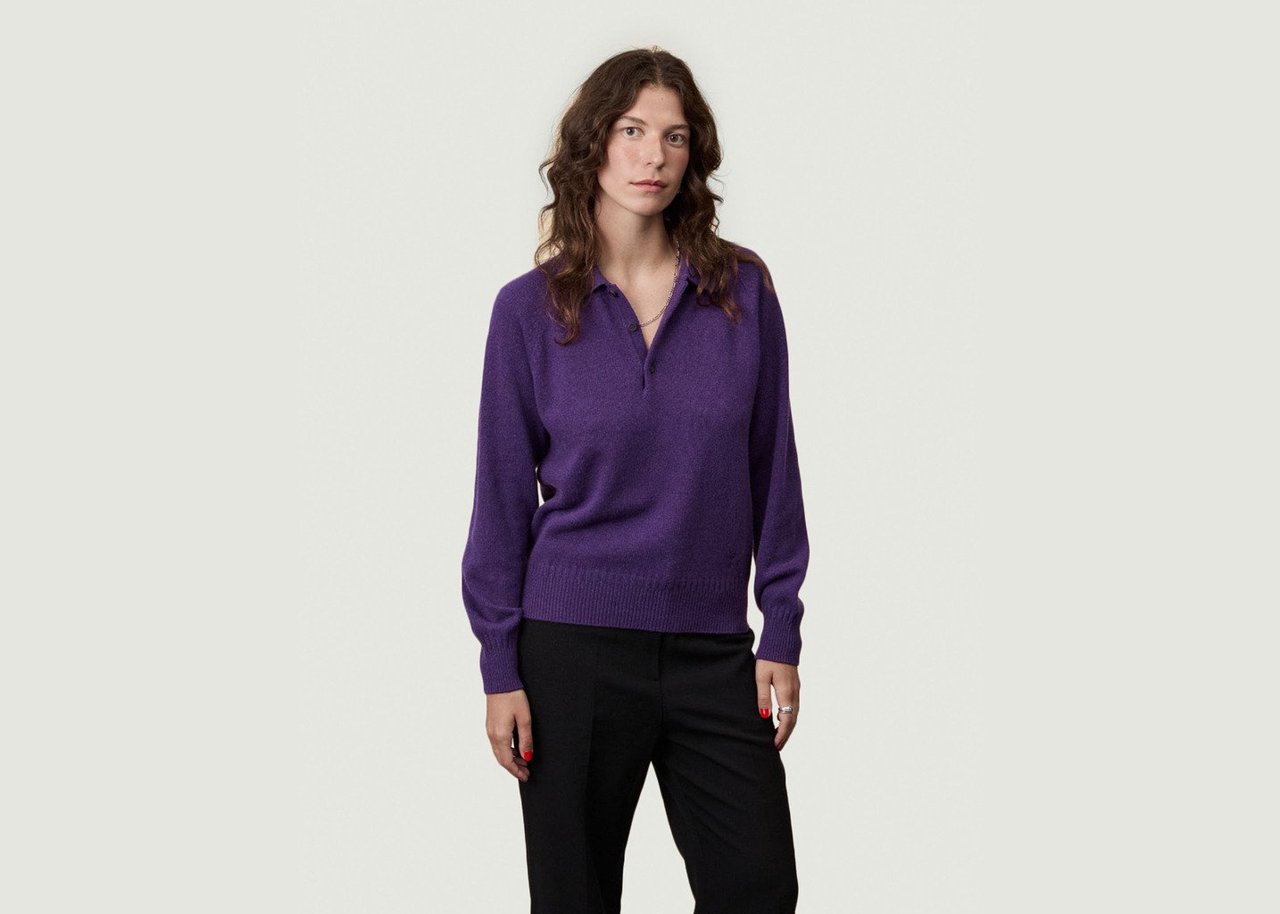 L'exception Polo En Cachemire Tricot X Léo Walk Violet Tricot