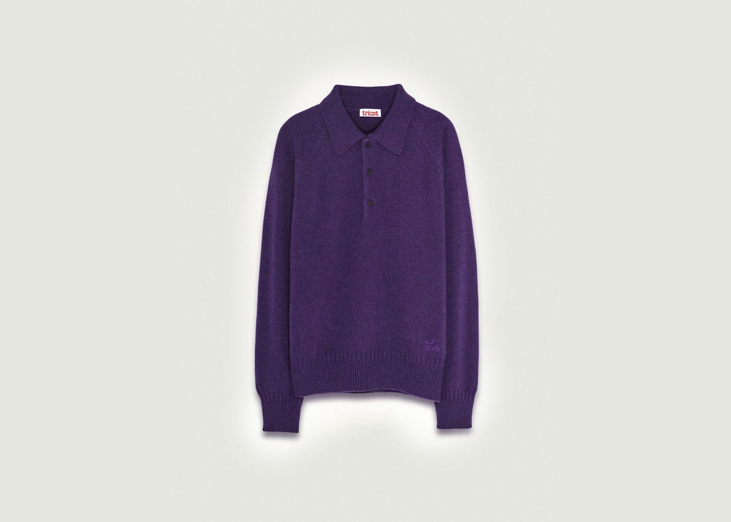 l'exception Polo en cachemire tricot x Léo Walk Violet Tricot
