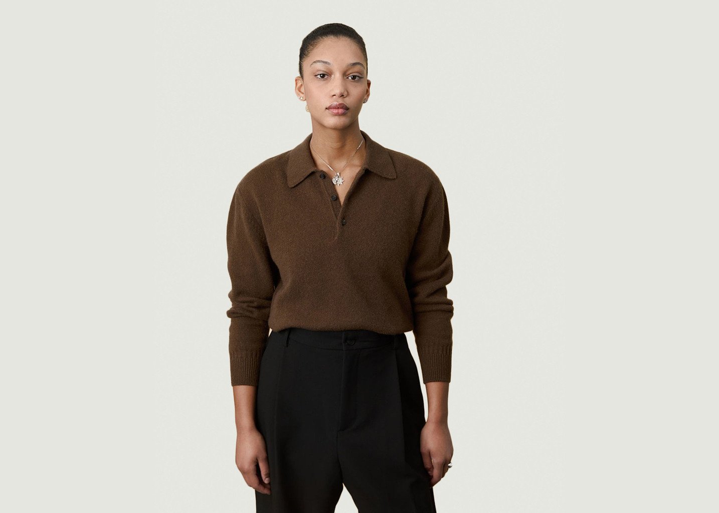 L'exception Polo En Cachemire Tricot X Sabah Marron Tricot