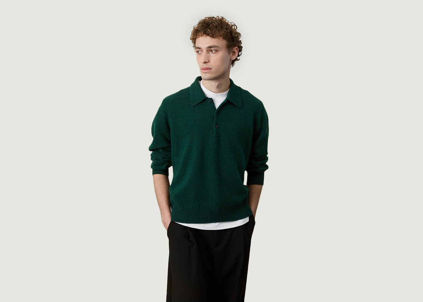 L'exception Polo En Cachemire Tricot X Sabah Vert Foncé Tricot