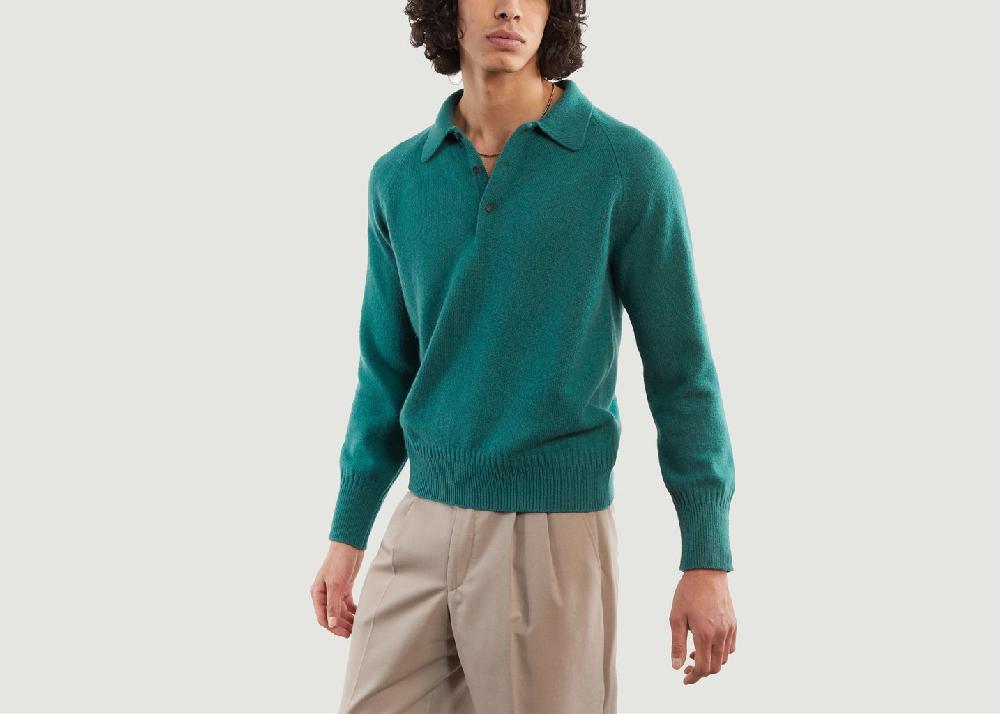l'exception Polo en cachemire Vert Bouteille Tricot